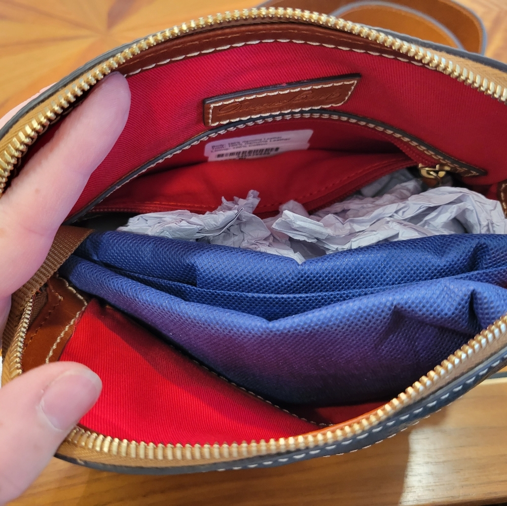 Dooney & Bourke Brown Leather Crossbody Bag With Guitar Strap - Picture 6 of 9